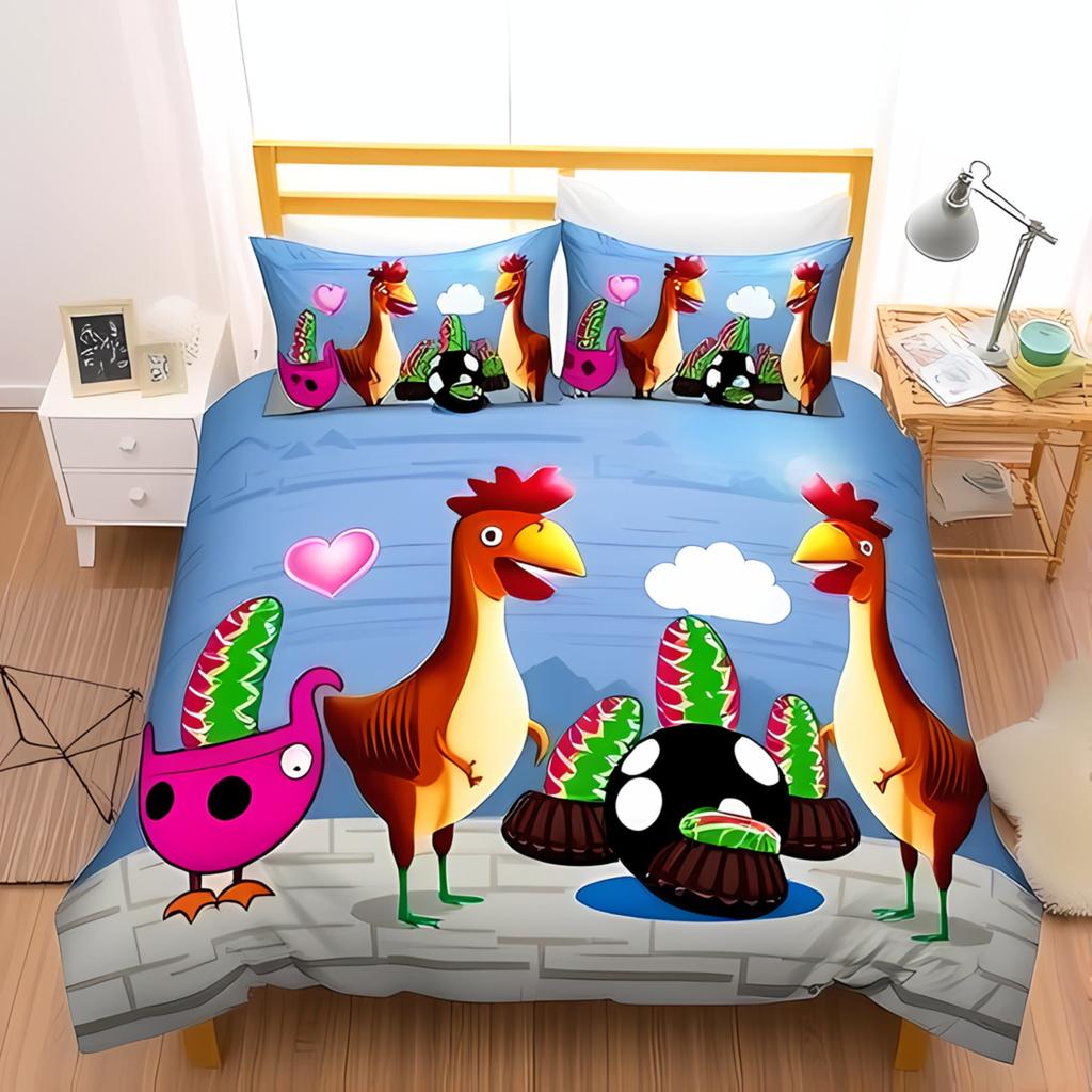Comforter Cartoon Chicken For Kids Boys Girlslovely Rooster Bedding Setrustic Country Flower Leaves Comforter Warm