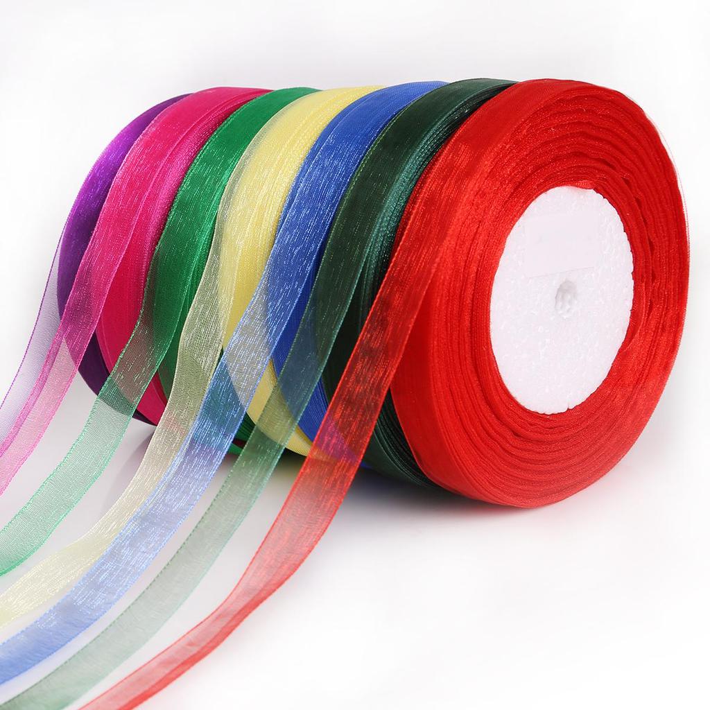 4 Rolls Sheer Chiffon Ribbon - 25mm X 50 Yards Organza Ribbon For Gift Wrapping & Crafts