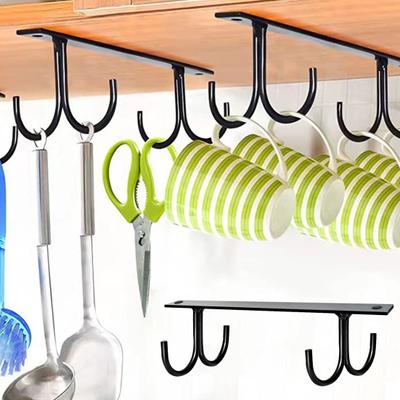 2Pcs Cup Holder Easy Installation Under Cabinet Mug Hooks Space Saving Cup Hanging Hooks