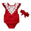 Toddler Newborn Baby Sleeveless Lace Romper Jumpsuit+Headbands Set Outfit