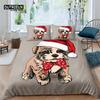 Cartoon Santa Claus Bedding Set King Queen Size Microfiber Christmas Dogs 3D Print Duvet Cover For Kids Pillowcases Home Textile
