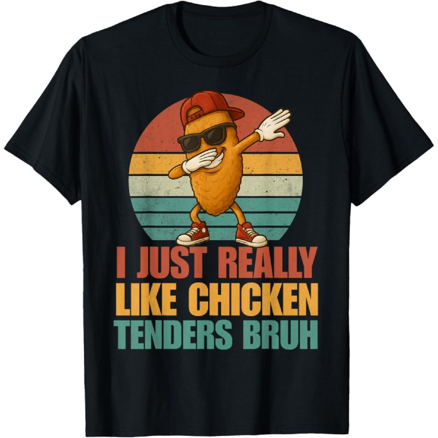 Funny Dabbing Chicken Tenders Bruh Boys Kid Retro Fast Food T-Shirt S
