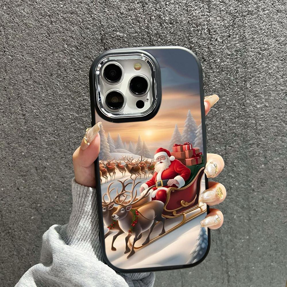 N103 Neujahr Frohe Weihnachten Design Art Weiche Telefonhüllen für iPhone 16 Pro Xiaomi 11 Lite Redmi 13C Note 11s Plating Rahmen Kameraschutz Rückseite