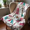 Teddy Bear Heart Bow Soft Flannel Blanket Breathable Warm Throw for Office Car Sofa Kids Room Birthday Xmas Gift