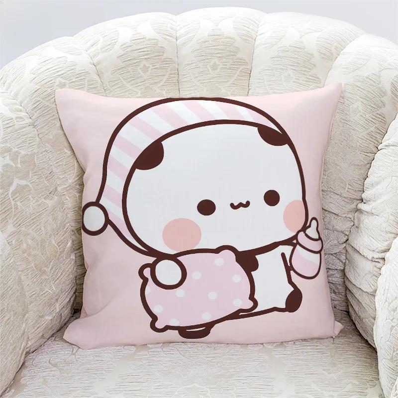 Niedliche Panda Bubu und Dudu Druck Kissenbezüge Heimdeko Kawaii Cartoon Animation Sofakissenbezug Schlafzimmerzimmer Kissenbezüge