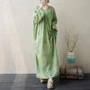 Spring Vintage Floral Print Plus Size Women Long Dress Loose Oversize Maxi Basic Long Sleeve Casual