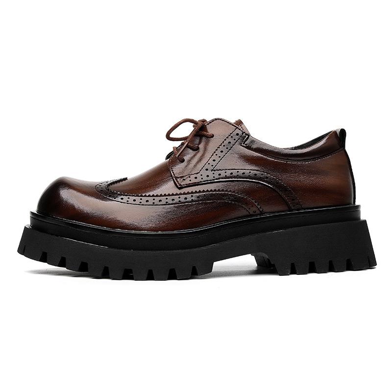Fashion High Quality Platform Derby Shoes for Men British Port Style Casual Leather Shoes Fashionable Premium Shoes Men Leather Original