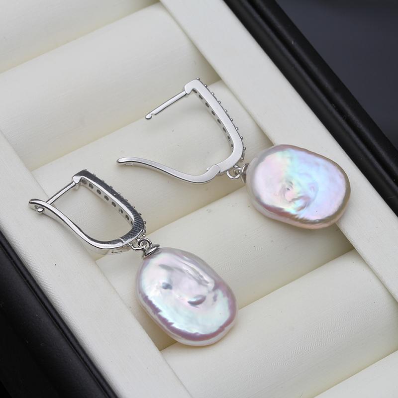 Wedding Natural Freshwater Baroque Pearl Drop Earrings For Wemon,925 Silver Dangle Pearl Earring Wife Girls Bridal Gift White