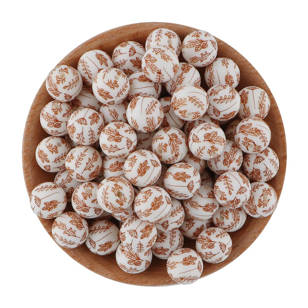 NEW Christmas Series Printed Silicone Beads 20Pcs/15mm  DIY Keychain Necklace Bracelet Accessories For Jewelry Making