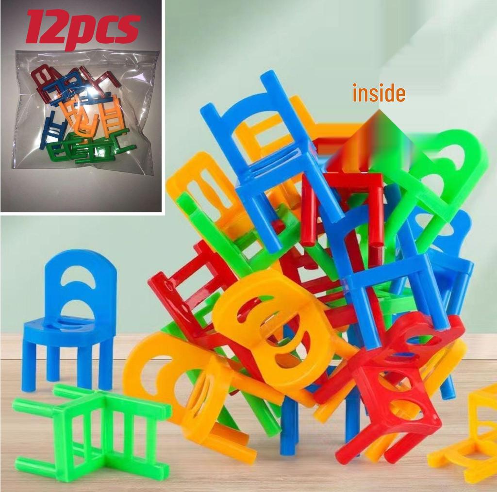 Kindergarten Stacking Chairs & Building Block Educational Toy for Parent-Child Balance Training