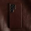 Real Cowhide Leather Phone Case For Samsung Galaxy S24 Ultra S23 Plus S22 S2+ Full Grain Edges Protective Hard Back Cover Coque