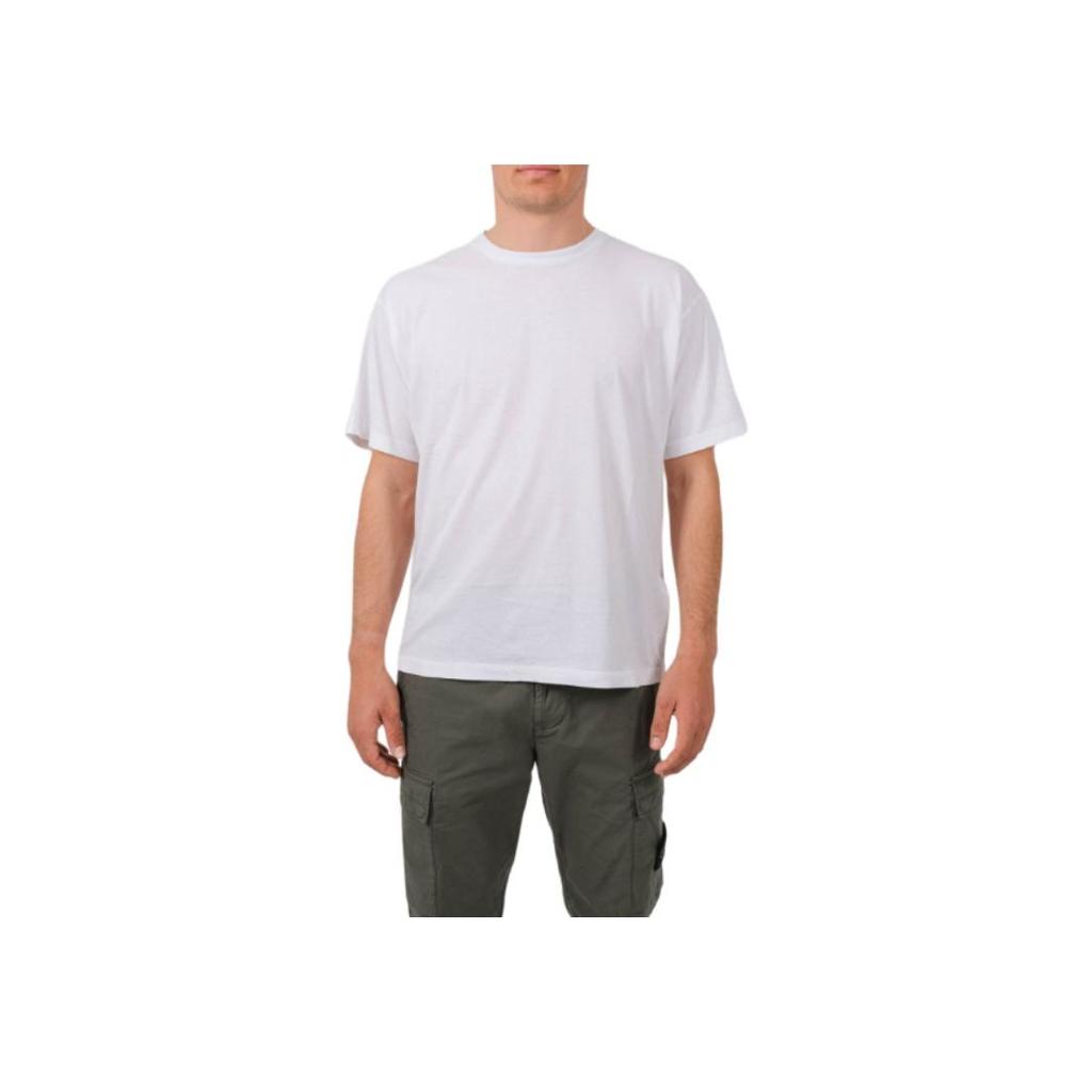Stone Island Letter Logo Round Neck Short Sleeve T-Shirt Unisex T-Shirts White 80152RC86-V0001