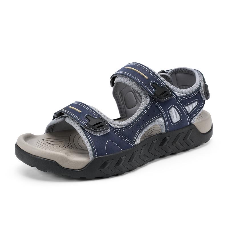 Men s Genuine Leather Cross-Strap Sandals - Outdoor Beach & Casual Cowhide Slippers (Large Sizes Available) 40