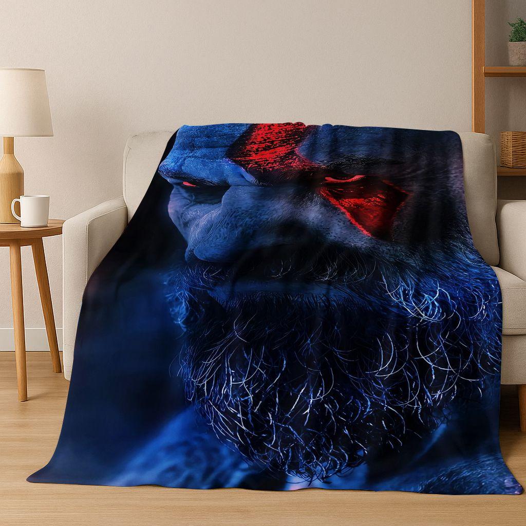 3A Classics God of War Kratos Game Gamer Flannel Blanket,Warm and Cozy Soft Throw Blanket for Home Bedroom Bed Sofa Kid Gift
