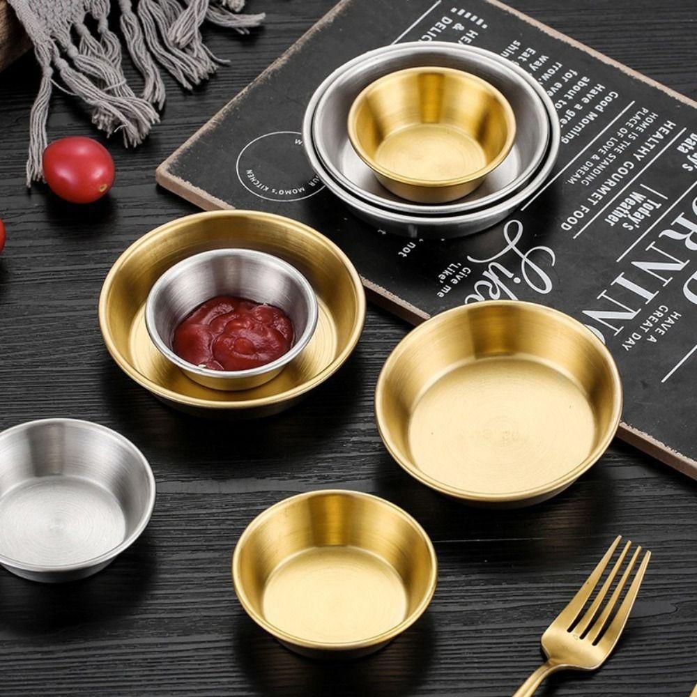 3pcs Stainless Steel Barbecue Sauce Cup Thickening Seasoning Dish Korean Sauce Dish  Kitchen
