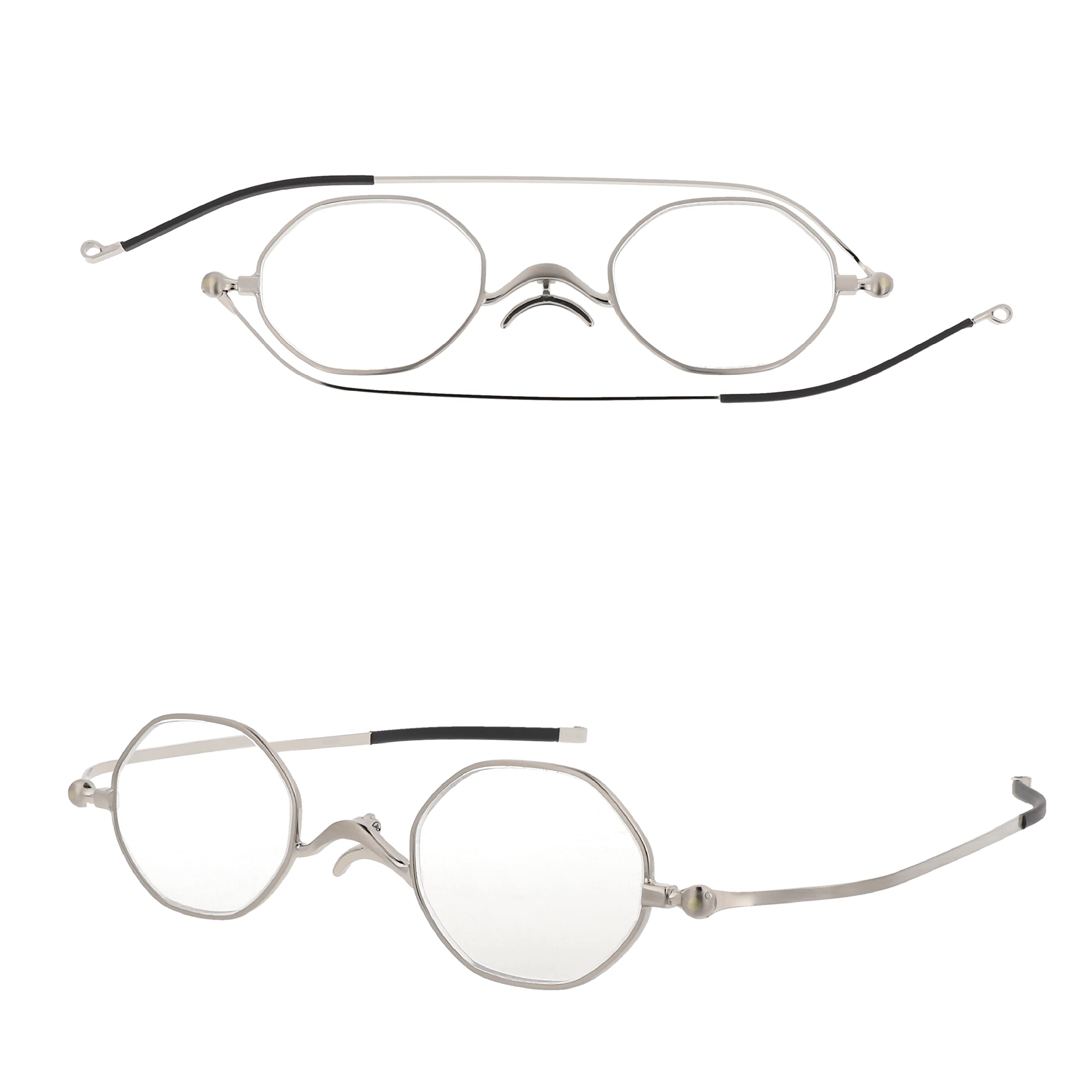 [SHIORI] Thin Reading Glasses, Blue Light Blocking, Octagonal Design, Sabae-made, UV Protection, Silver, Women s & Men s, Stylish, SI-08-1 +2.00