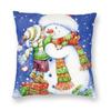 Christmas Snowman Pillowcase Doublesided Printing Polyester Cushion Cover Decoration Throw Pillow Case Cover Home Zipper X