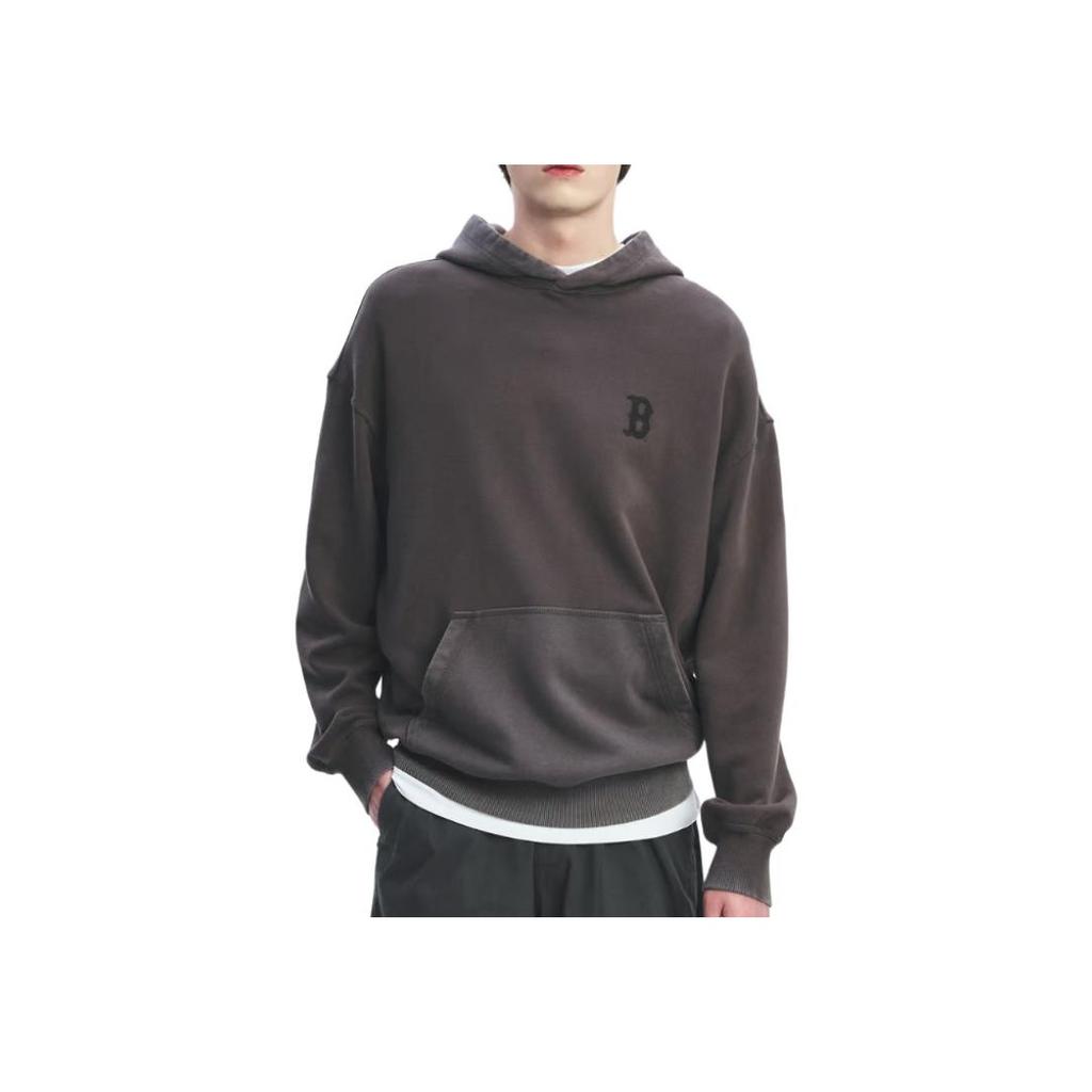 MLB Solid Color Hooded Pocket Long Sleeve Sweatshirt Unisex sweatshirt Charcoal-Gray 3AHDB0751-43CGD