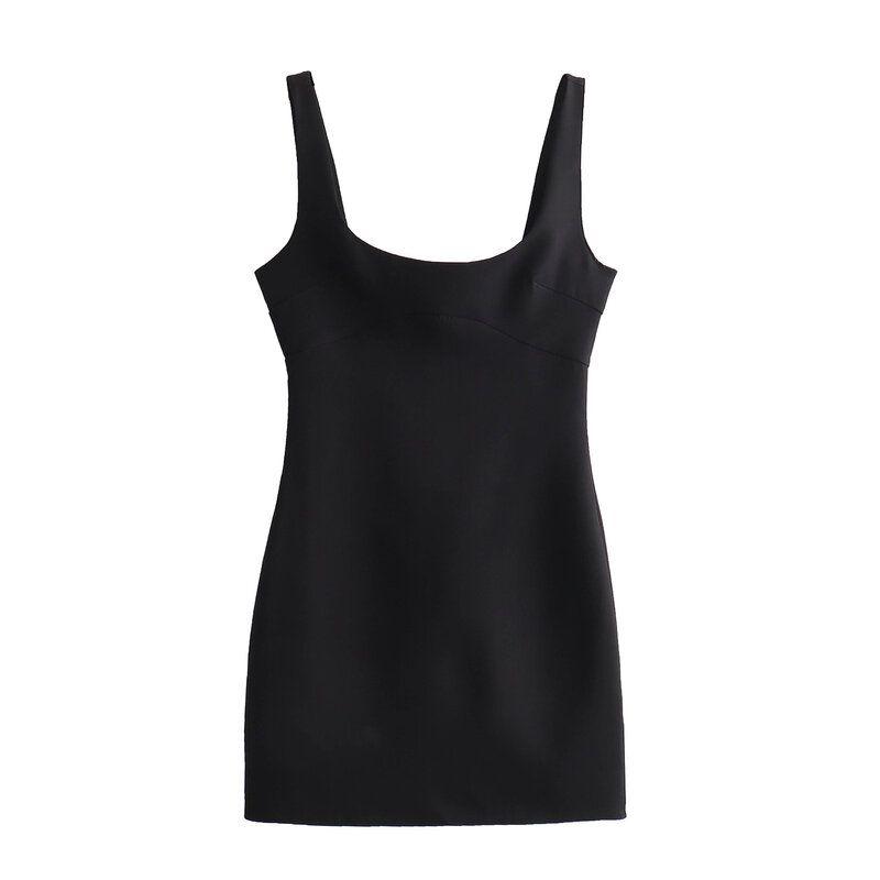 

Западный стиль 2024 Весна Новая женская одежда Чувство дизайна Приталенное Платье-майка на бретелях 4661333 802 Black L