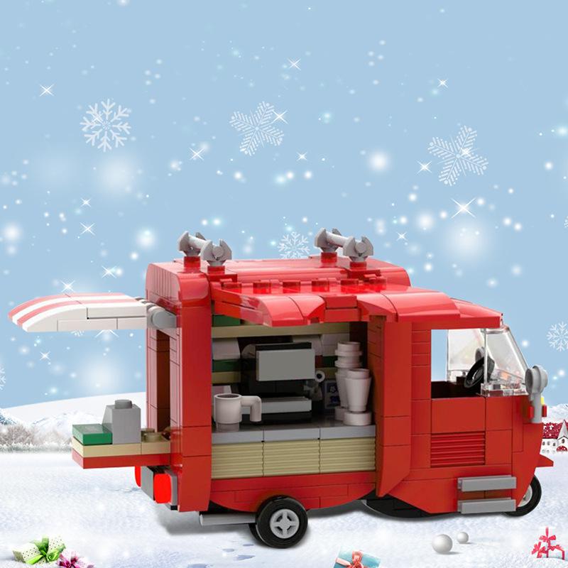 Christmas Coffee Cart Building Blocks Toy - Winter Festival Theme