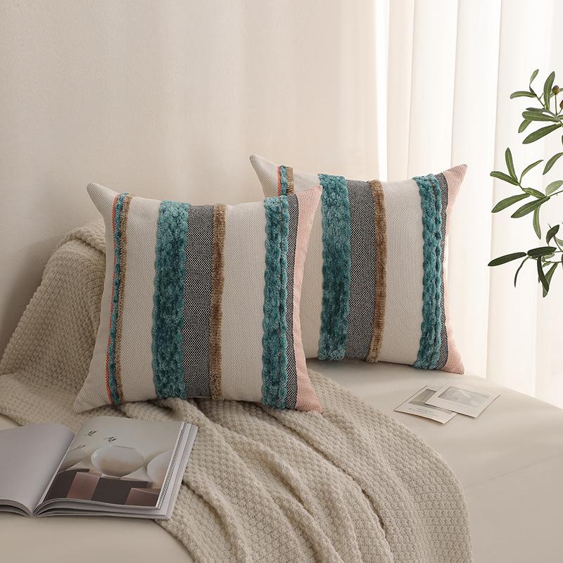 Nordic Style Tufted Colorful Velvet Woven Pillow Cover Single-sided Home Cushion Sofa Decorative Cushion Cover