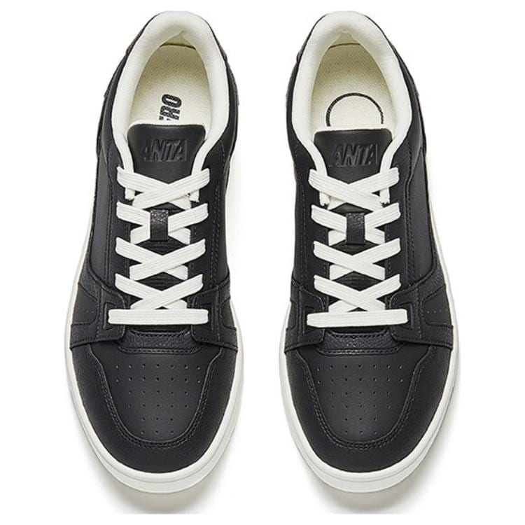 Anta Abrasion Resistant Breathable Low top Skateboard Shoes Men's Black White 112528018-3