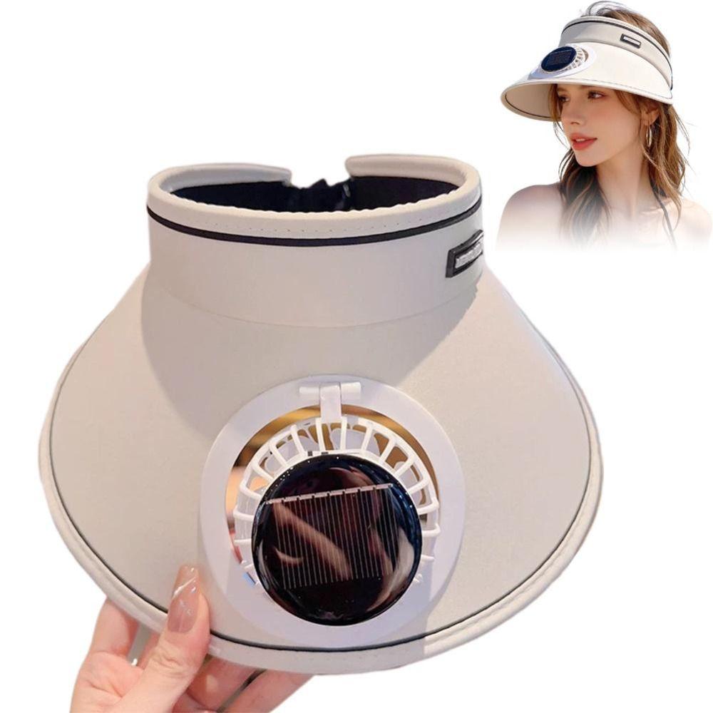 Adjustable Sun Visor Hat Solar Powered Fan Beach Sunshade Hat Portable Outdoor Visor Hat For Women
