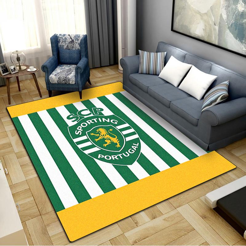 Tappeto Sporting FC per Soggiorno Camera da Letto Casa Decorazione Divano, Tappetino Antiscivolo per Giochi Bambini