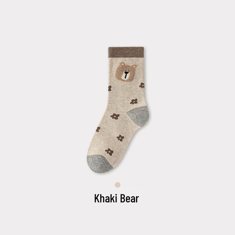 

Women s Retro Cotton Jacquard Socks - Thick, Breathable & Sweat-Absorbent - Cute Cartoon Mid-Calf for Autumn/Winter One Size