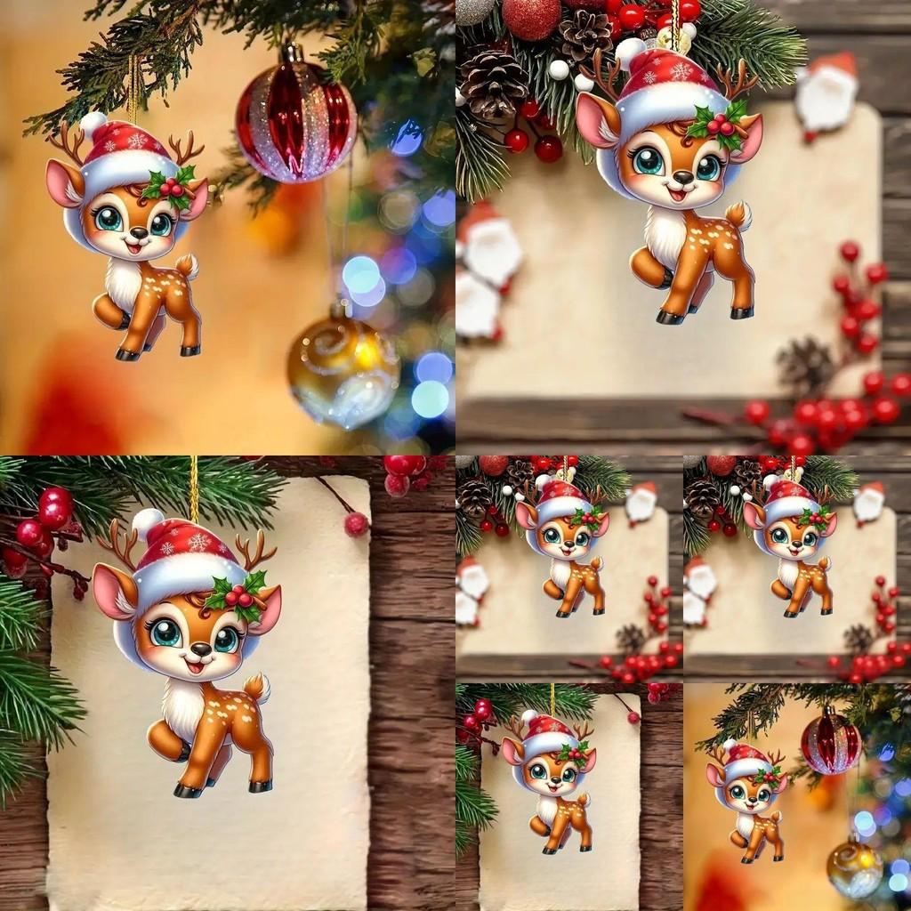 Acryl Auto Dekoration Hängend Mit Niedlichem Reh Und Weihnachtsbaum Thema Für Automobil Innenraum