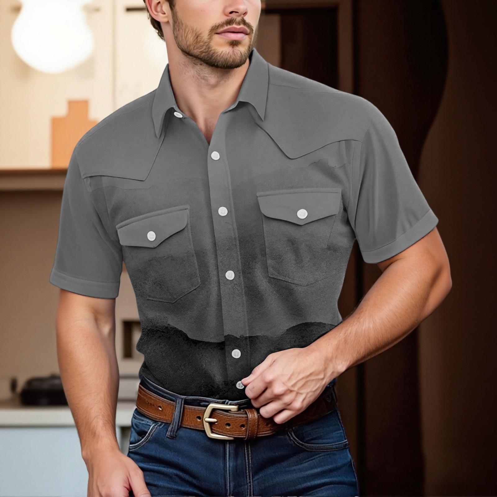 

Мужской модный топ кэжуал с короткими рукавами, лацканами и длиной до плеч XXXL