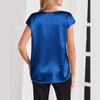 Damen Oberteile Mode Lässig V-Ausschnitt Kurzarm Bluse Business Lässige Oberteile Satin Seide Sommerhemd Arbeits Tuniken Oberteile