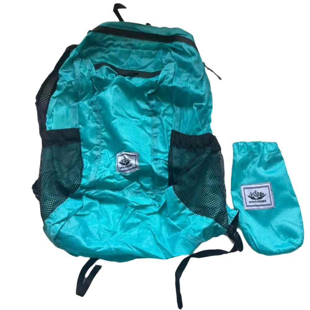 Folding Mountaineering Bag Waterproof Lightweight Nylon Bag Simple Foldable Backpack Men озеро синий