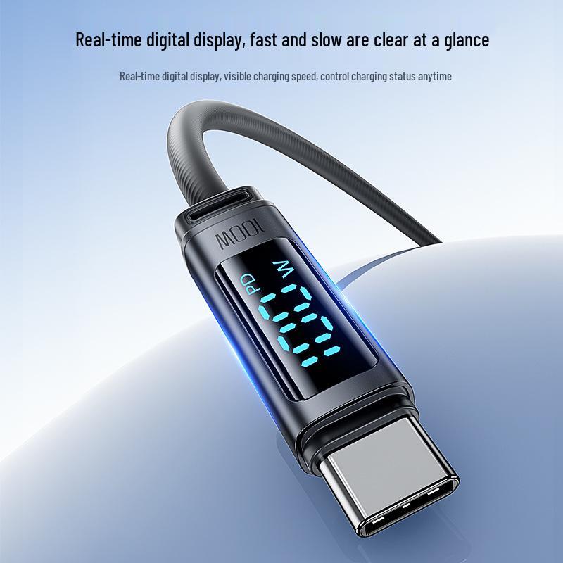 Toocki PD100W Digital Display Silicone Cable for Apple 17 MacBook, Super Fast Charging.