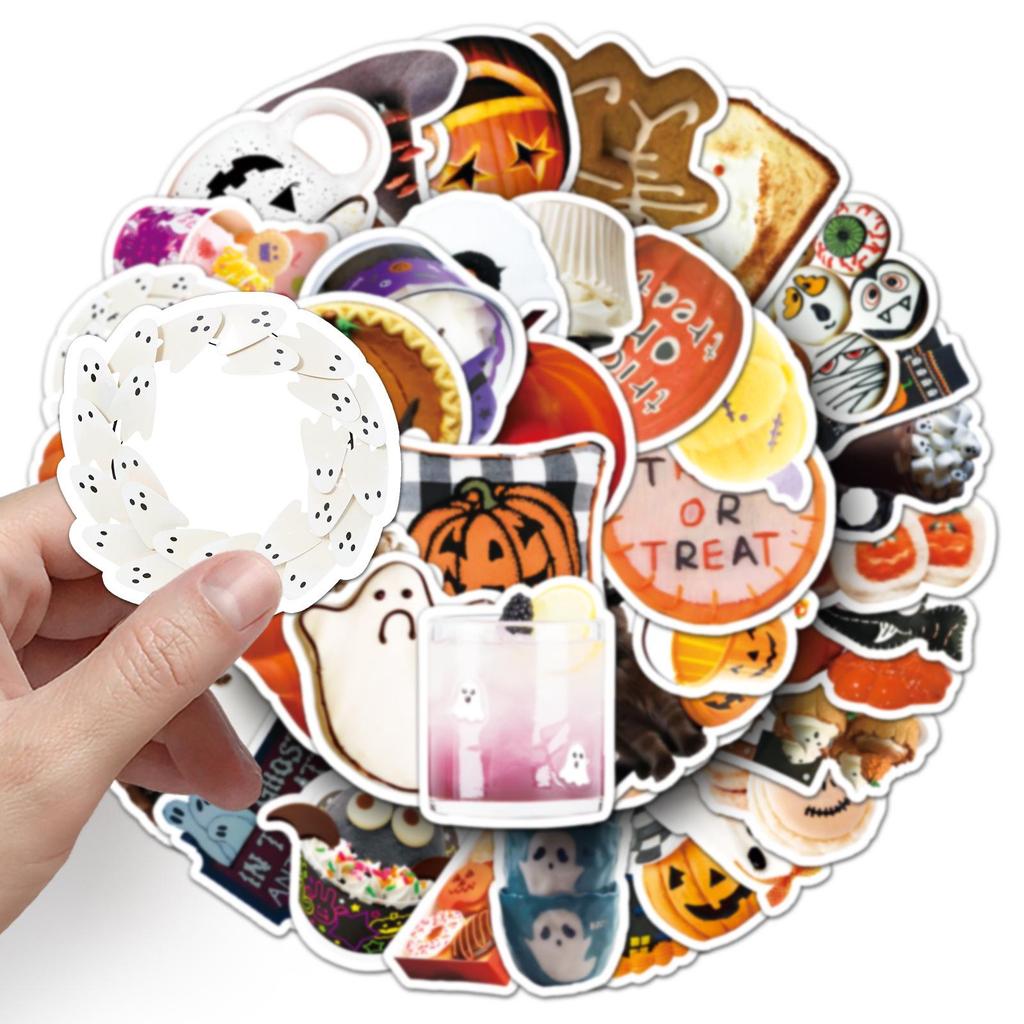 50 Halloween Waterproof Decorative Journal Stickers - Creative Ins Style, Hot Selling Cross-border Festival Sheets