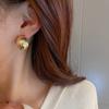 Silver needle metal sense geometric C-shaped fold beanie stud earrings fashion temperament Internet celebrity earrings