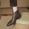 2024 Dámské kotníkové boty Podzim Zima Základní Boty z pravé kůže Žena Silné podpatky Pracovní dáma Pracovní Krátké boty Dámské boty