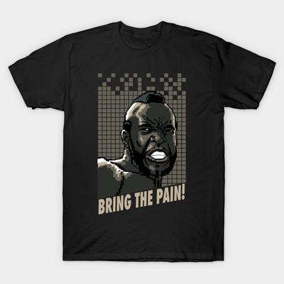 Men Black Print T-shirt Clubber Lang Brings The Pain-16 Bit No-Cut Transfer Paper Print Cotton Tshirt