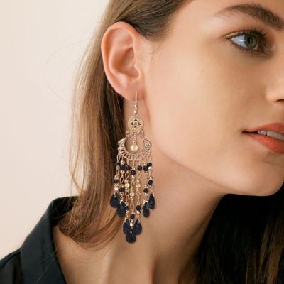 Hook Earrings Vintage Ethnic Style Exaggerated Hollow Out Beads Waterdrop Shape Bohemian Ear Decoration Jewelry Vacation Earrings Hanging Earrings