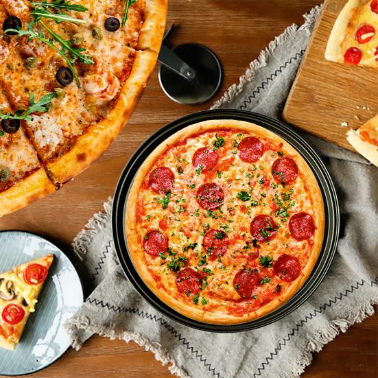 Nonstick Carbon Steel Mesh Pan Pizza Baking Bakeware Tray Plate Baking Tool