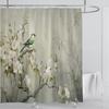 Chinese Style Flower and Birds Tree Shower Curtains Crane Pattern Bath Curtain Waterproof Bathroom Decor With Hooks 3d Printing