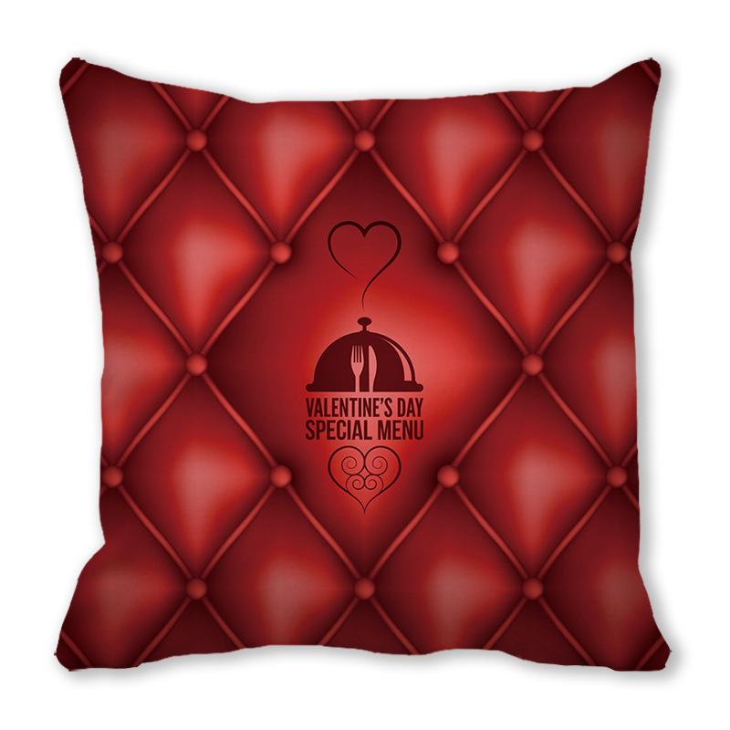 Red Heart Valentine's Day Digital printing short plush pillow covers decorative for car sofa office cushion cover home goods