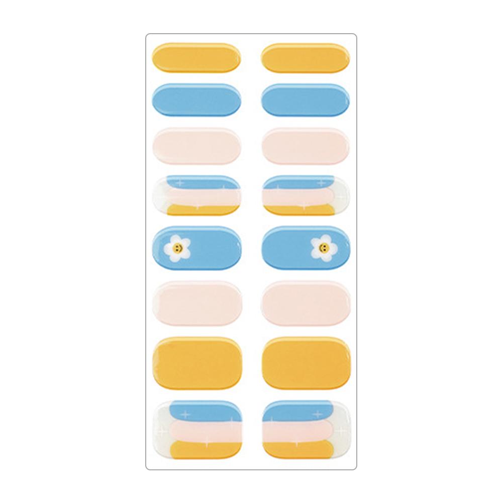 

16Pcs Gel Nail Strips Waterproof Nail Polish Sticker UV/LED Light Required Full Nail Wraps with Nail File & Wooden Stick for DIY