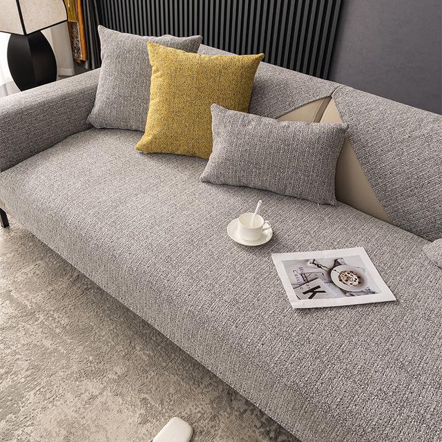 Chenille Couch Cushion Pad Gentle Non -Slip Solid Color Couch Cover Dustproof Living Couch Seat Cover For Living Room Removable Couch Cover 70x70cm