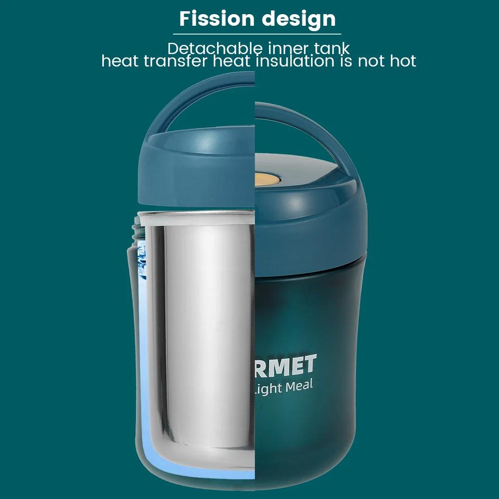 Insulated Food Jar Stainless Steel Food Flask for Hot Food Vacuum Insulated Soup Thermos W/ Spoon Carry Handle 500ml Food