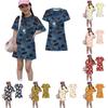 Girls Animal Print Dress Kids Loose Fit Round Neck Short Sleeve Lightweight Casual Dress for Summer and Spring