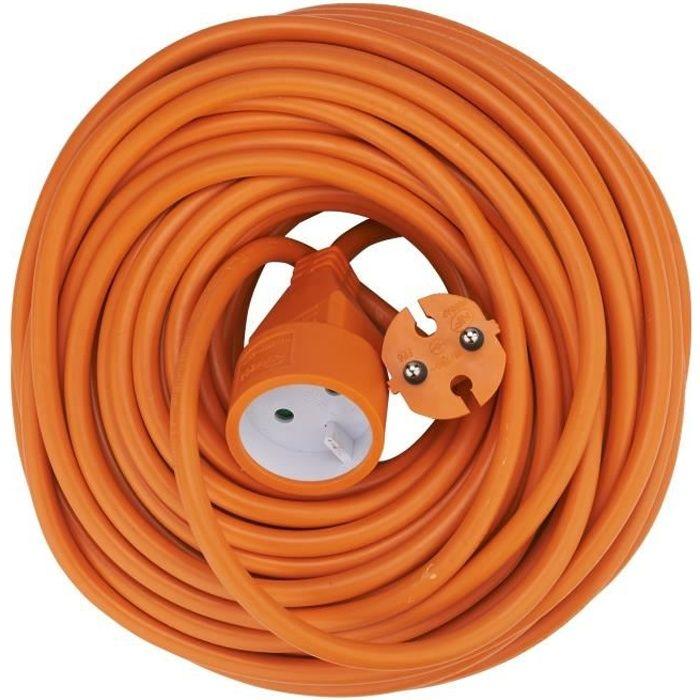 Rallonge électrique de jardin - DEBFLEX - 25 m - 16 A - HO5VV-F 2x1,5 mm² - Orange