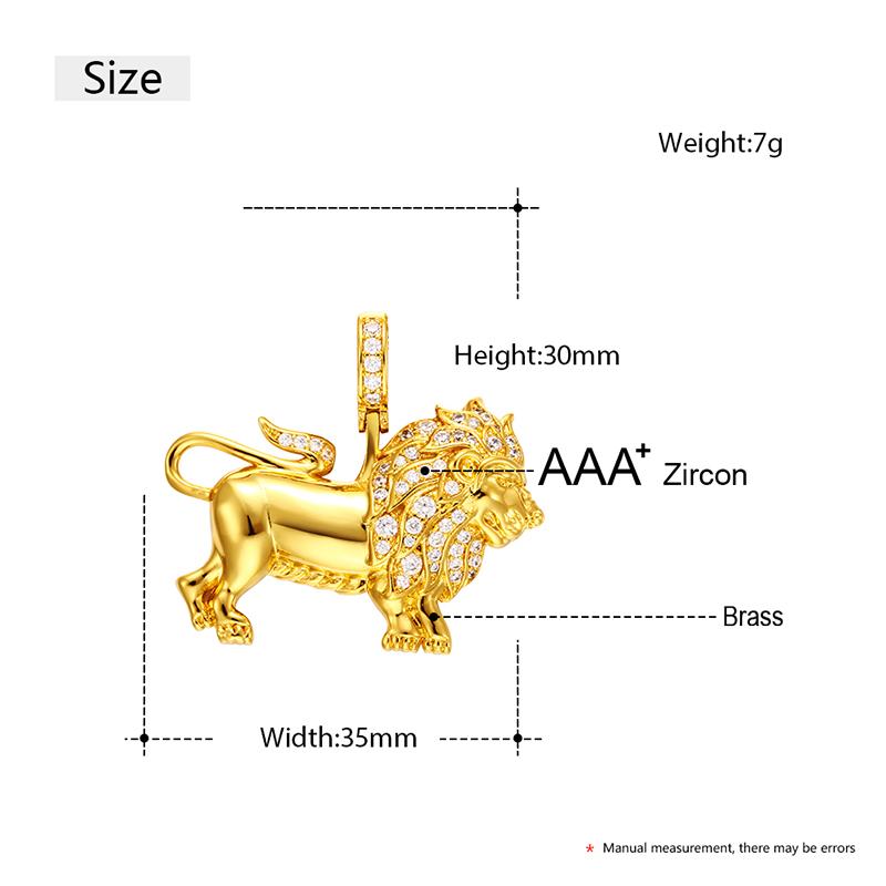 

Fashion Animal Lions Men Pendant Necklaces Unisex Hip-hop Copper Cubic Zirconia With Charm Rope Chains Rope chain&18inch