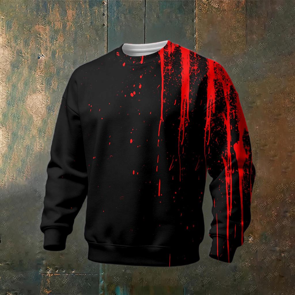 Men's Halloween Printed Long Sleeve Sweatshirt Casual Pullover