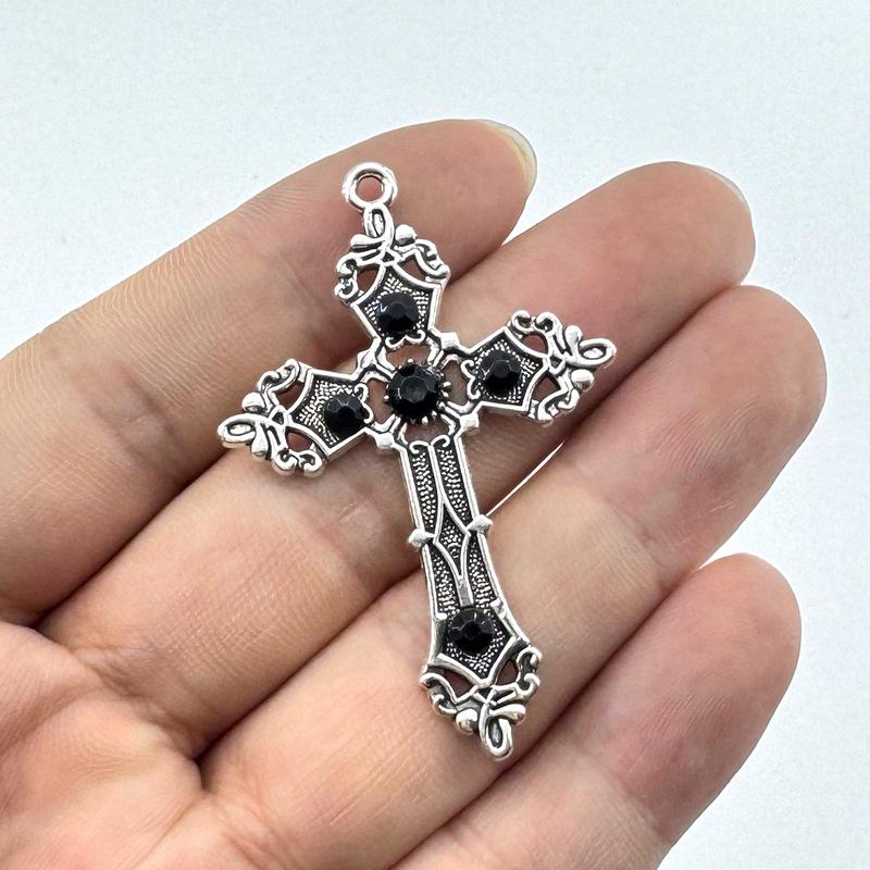 European Gothic Ruby Cross Pendant Necklace & Earrings Set